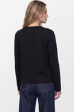 Black Cotton Long Sleeve Round Neck Top