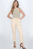 Beige Stretch Drawstring Trousers