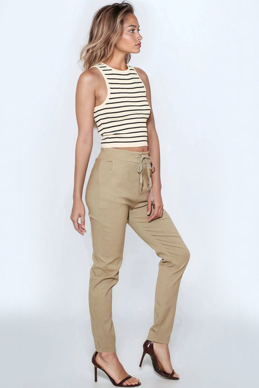 Mocha Stretch Drawstring Trousers