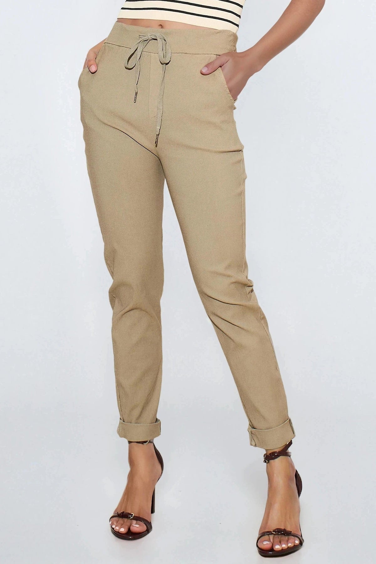 Mocha Stretch Drawstring Trousers