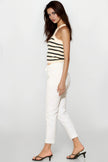 White Stretch Drawstring Trousers