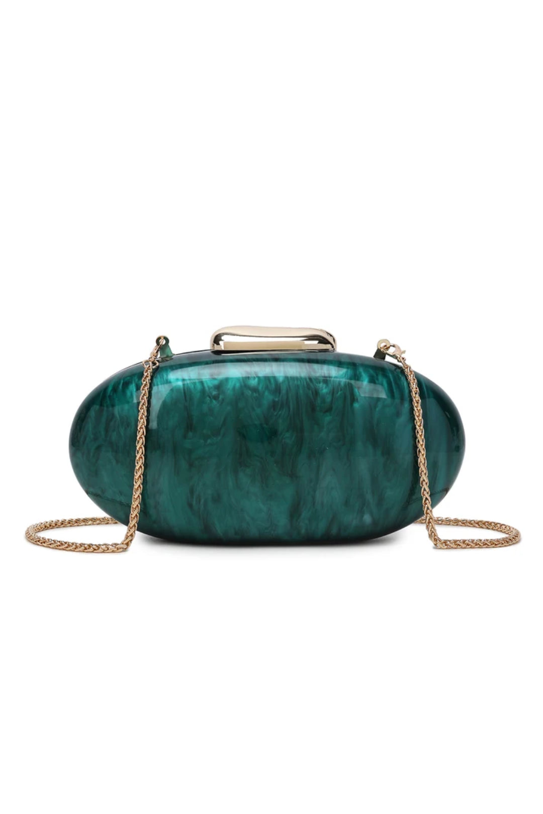 Emerald Green Oval Evening Clutch Bag
