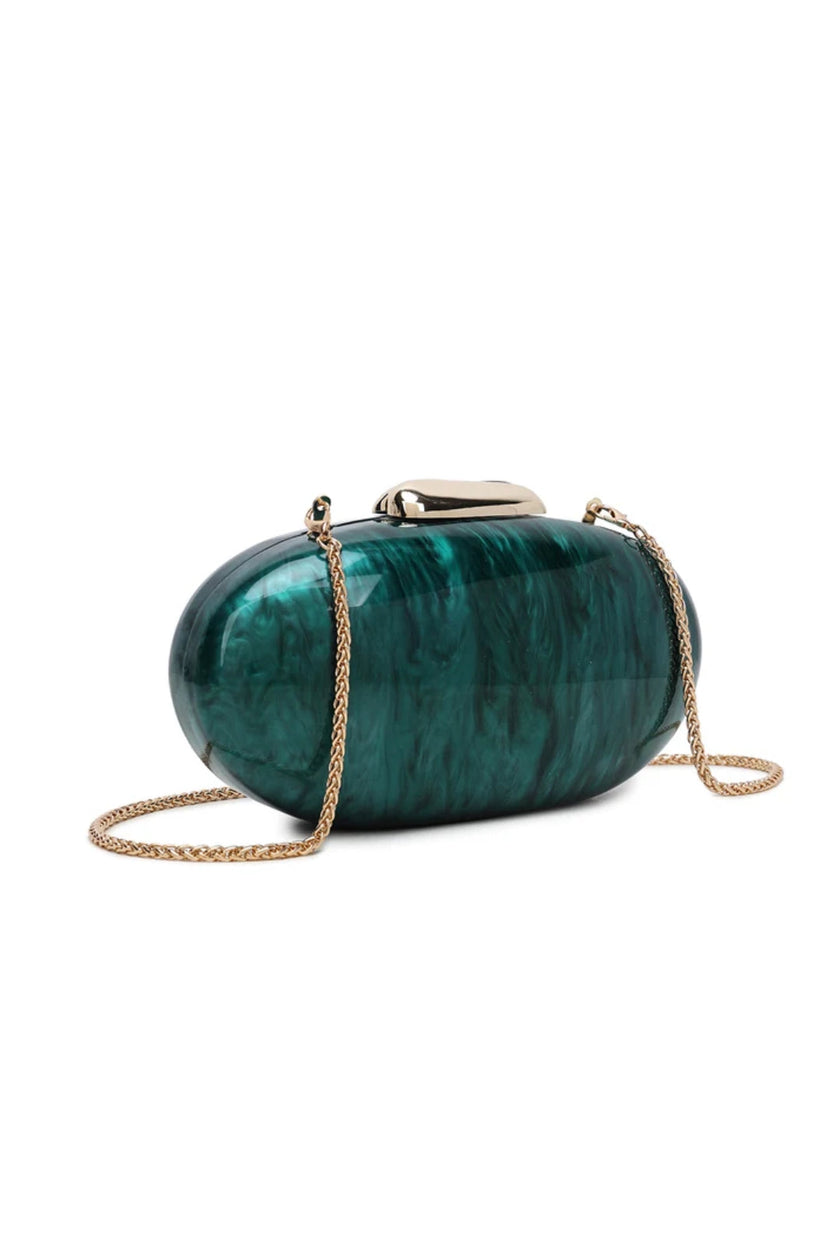 Emerald Green Oval Evening Clutch Bag