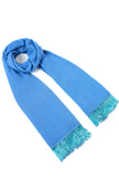 Bright Blue Pashmina Shawl with Beaded Tassels