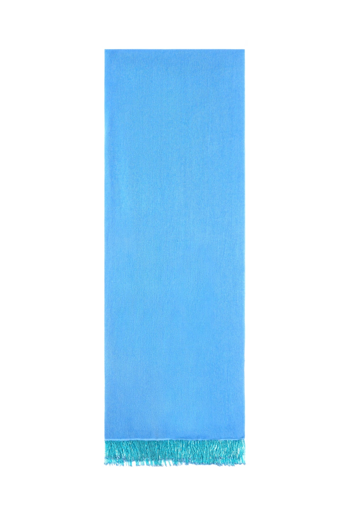 Bright Blue Pashmina Shawl with Beaded Tassels