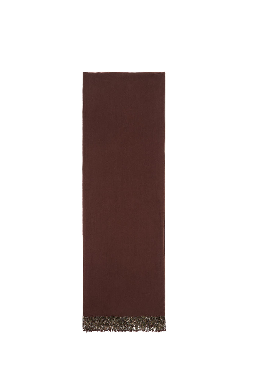 Brown Pashmina Shawl with Beaded Tassels