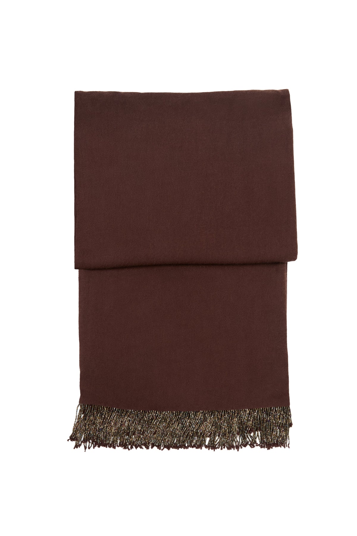 Brown Pashmina Shawl with Beaded Tassels
