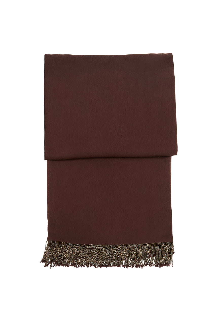 Brown Pashmina Shawl with Beaded Tassels