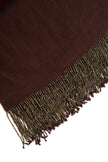 Brown Pashmina Shawl with Beaded Tassels