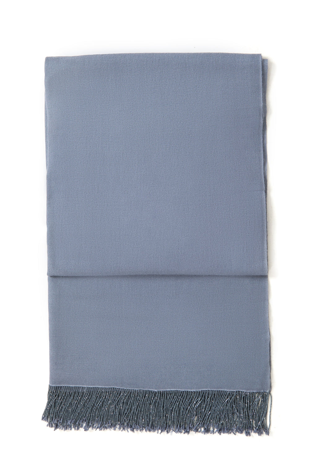 Grey Pashmina Shawl with Beaded Tassels