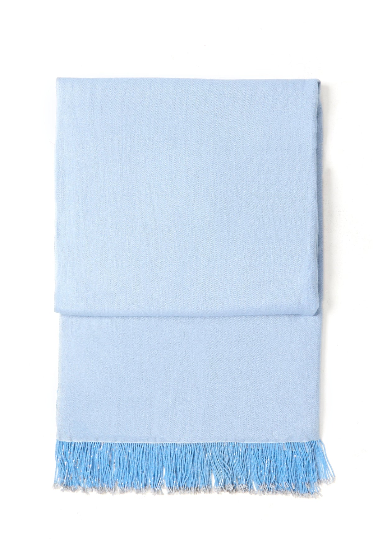 Light Blue Pashmina Shawl with Beaded Tassels