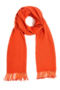 Orange Pashmina Shawl with Beaded Tassels