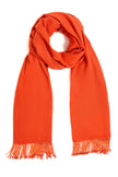 Orange Pashmina Shawl with Beaded Tassels