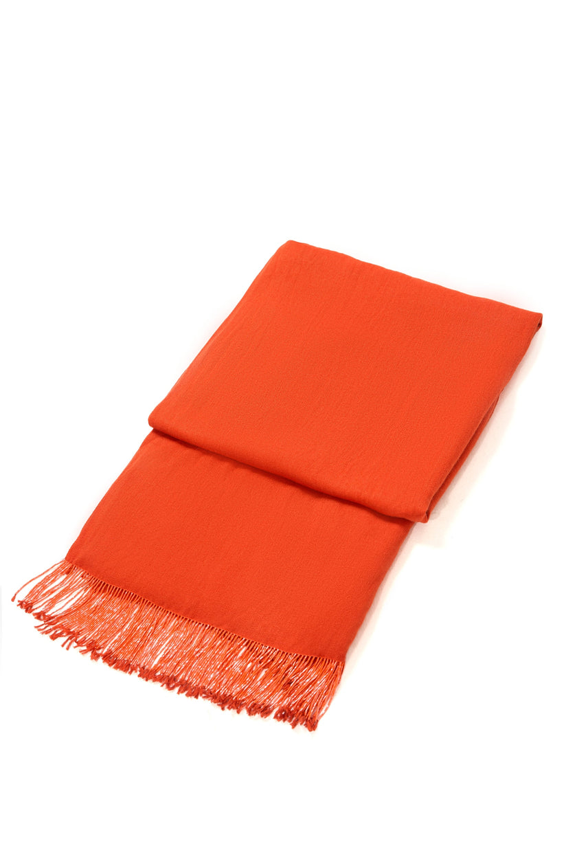 Orange Pashmina Shawl with Beaded Tassels