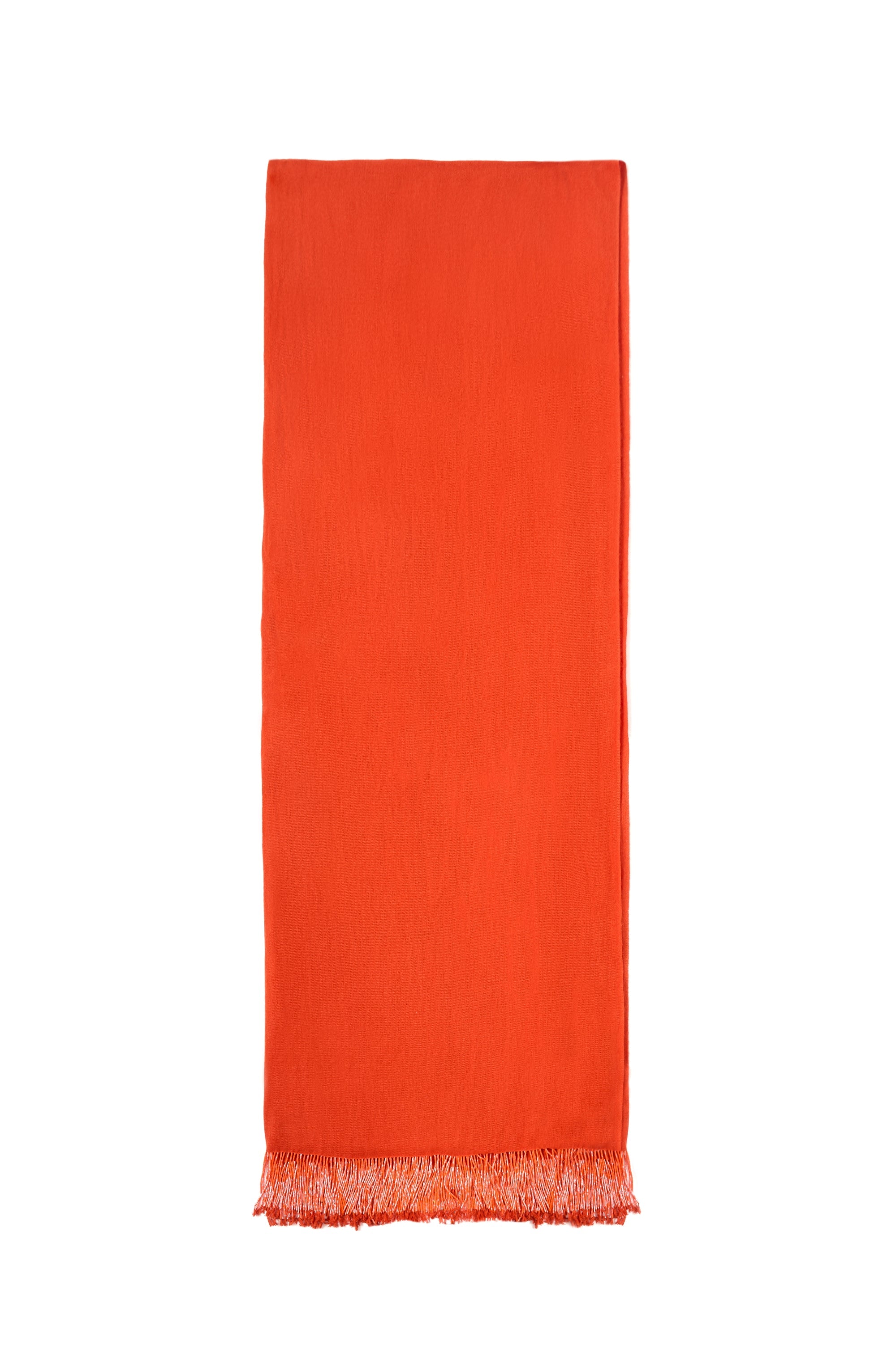 Orange Pashmina Shawl with Beaded Tassels