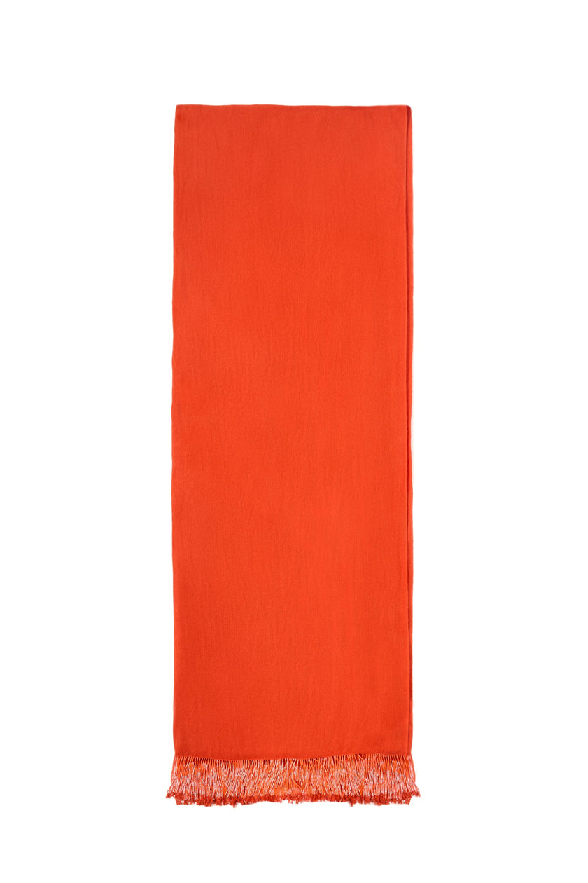 Orange Pashmina Shawl with Beaded Tassels