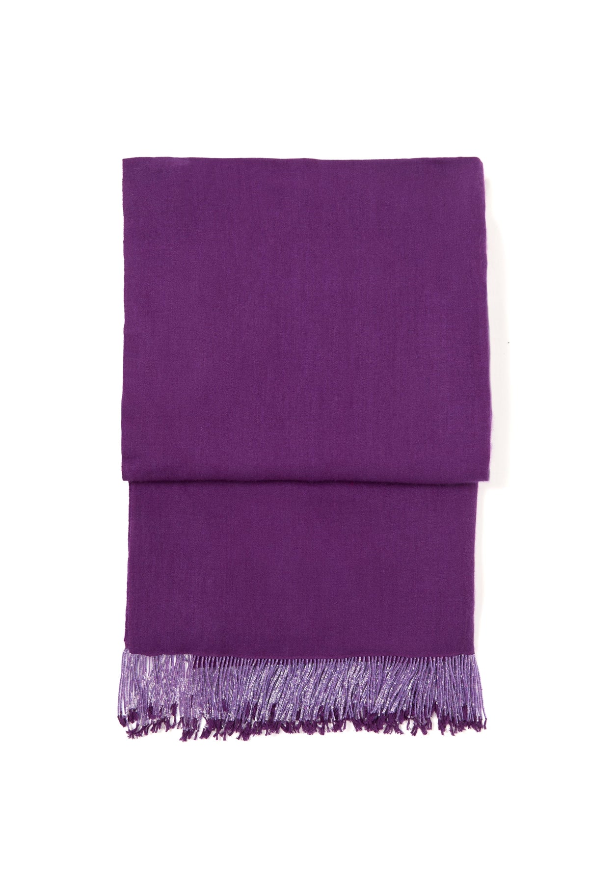 Purple Pashmina Shawl with Beaded Tassels