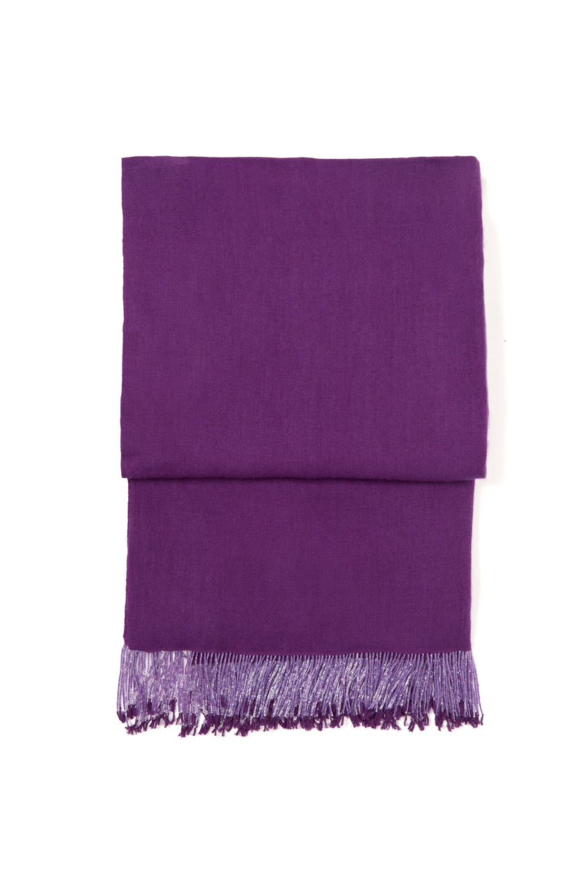 Purple Pashmina Shawl with Beaded Tassels