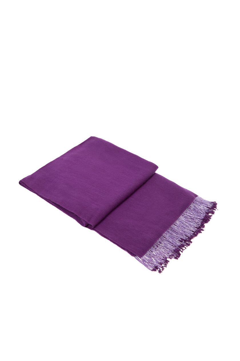Purple Pashmina Shawl with Beaded Tassels