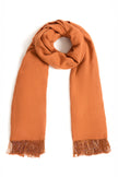 Scialle in pashmina color ruggine con nappine di perline