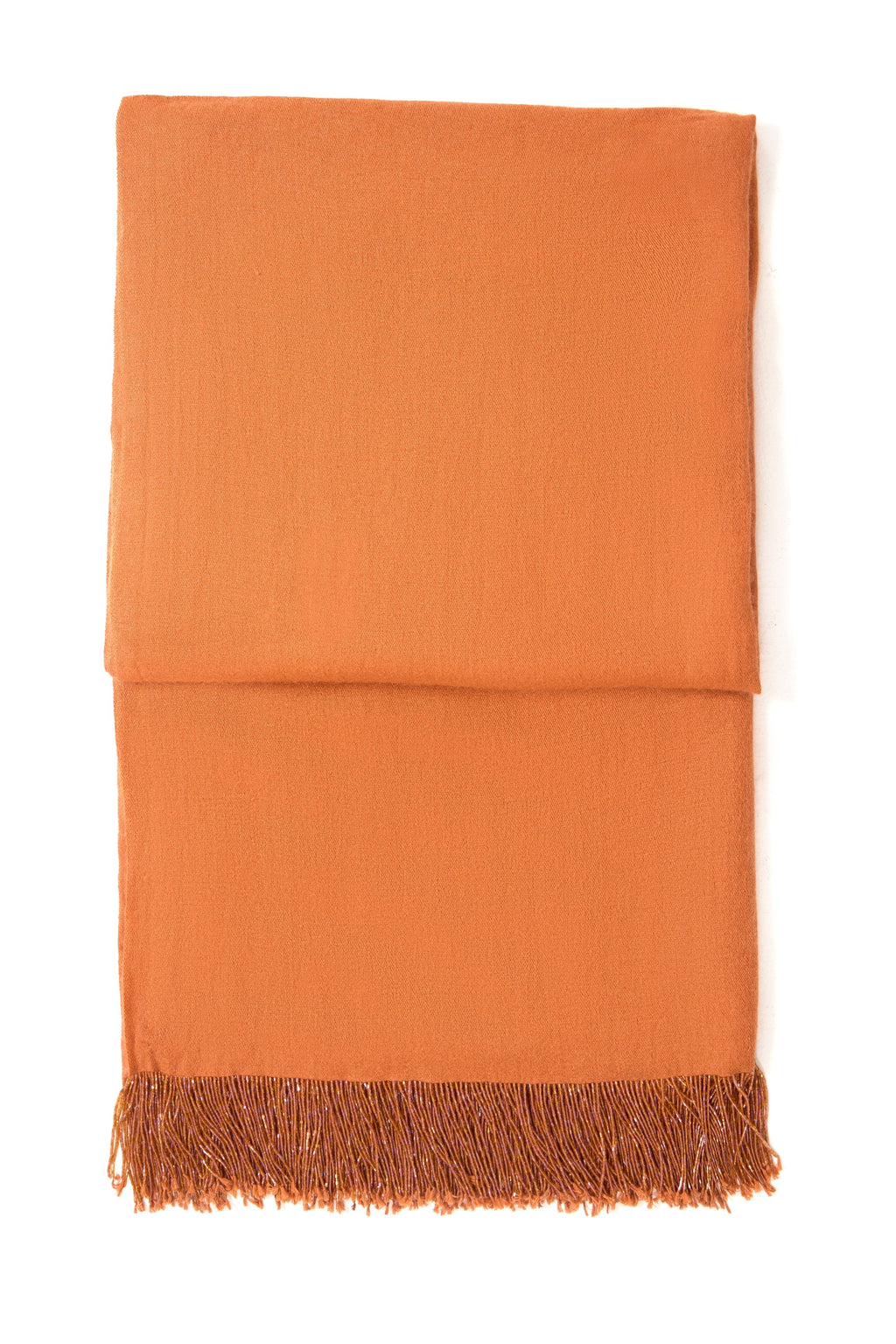 Rust Pashmina Shawl with Beaded Tassels