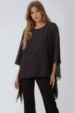 Top in mesh nero con decorazioni