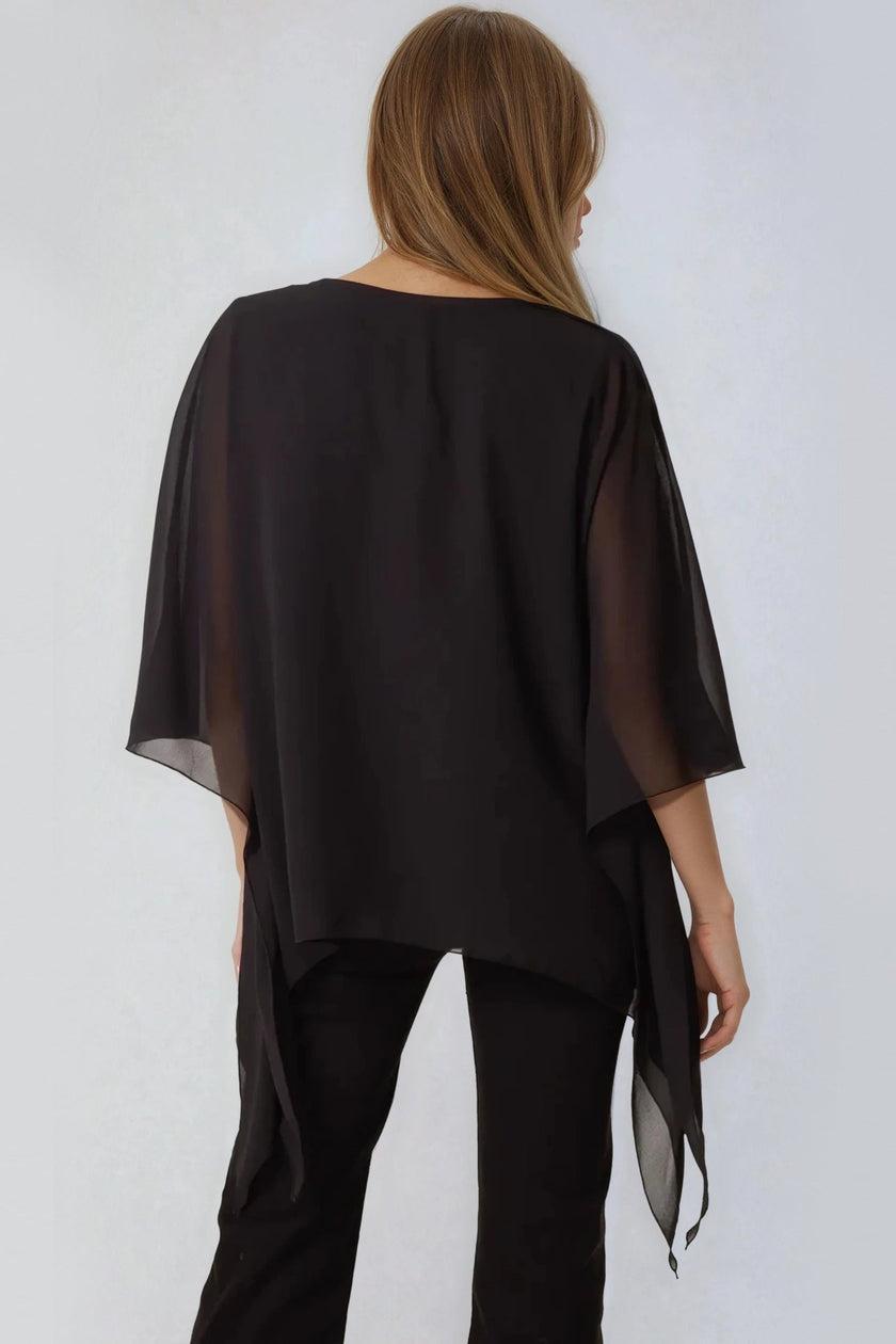 Top in mesh nero con decorazioni