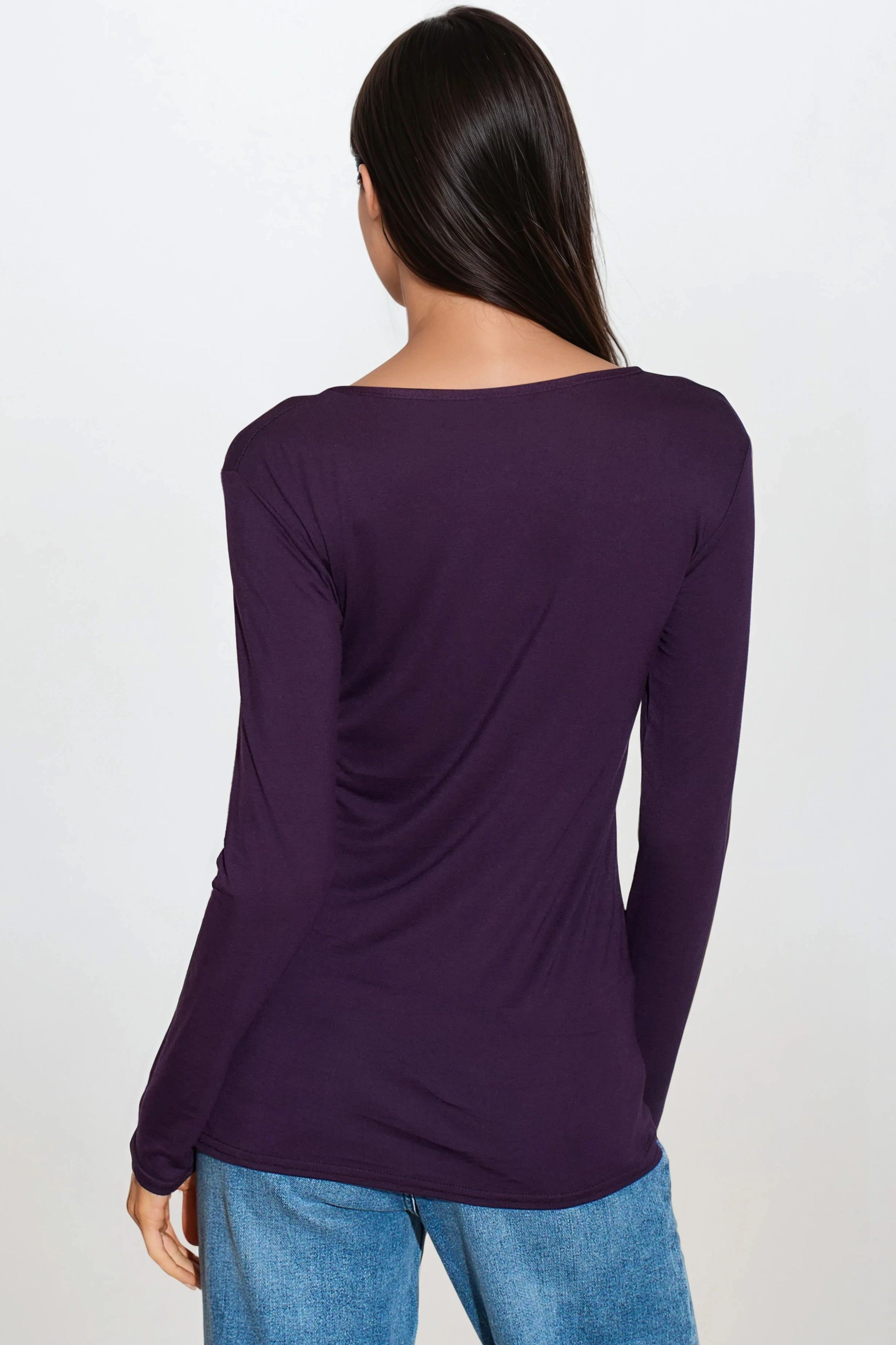Purple Round Neck Long Sleeve Top