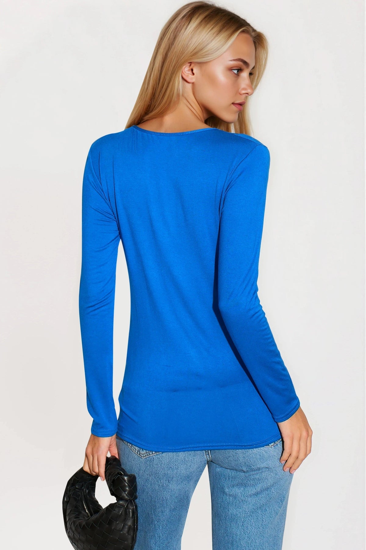 Royal Blue Round Neck Long Sleeve Top