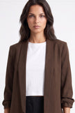 Brown Blazer with Ruched Sleeves