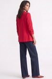 Red Blazer with Ruched Sleeves