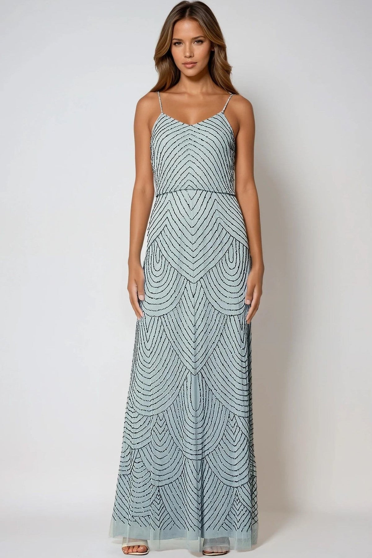 Blue Cami Embellished Maxi Dress