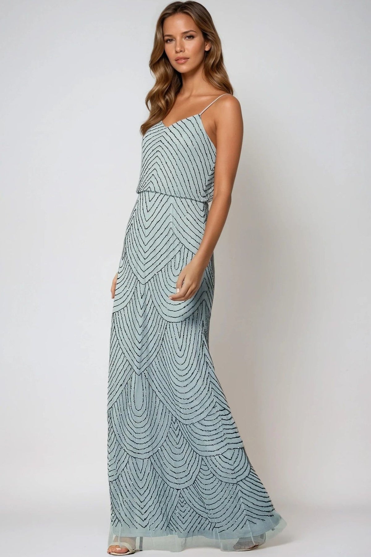 Blue Cami Embellished Maxi Dress