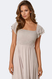 Abito midi a grembiule beige