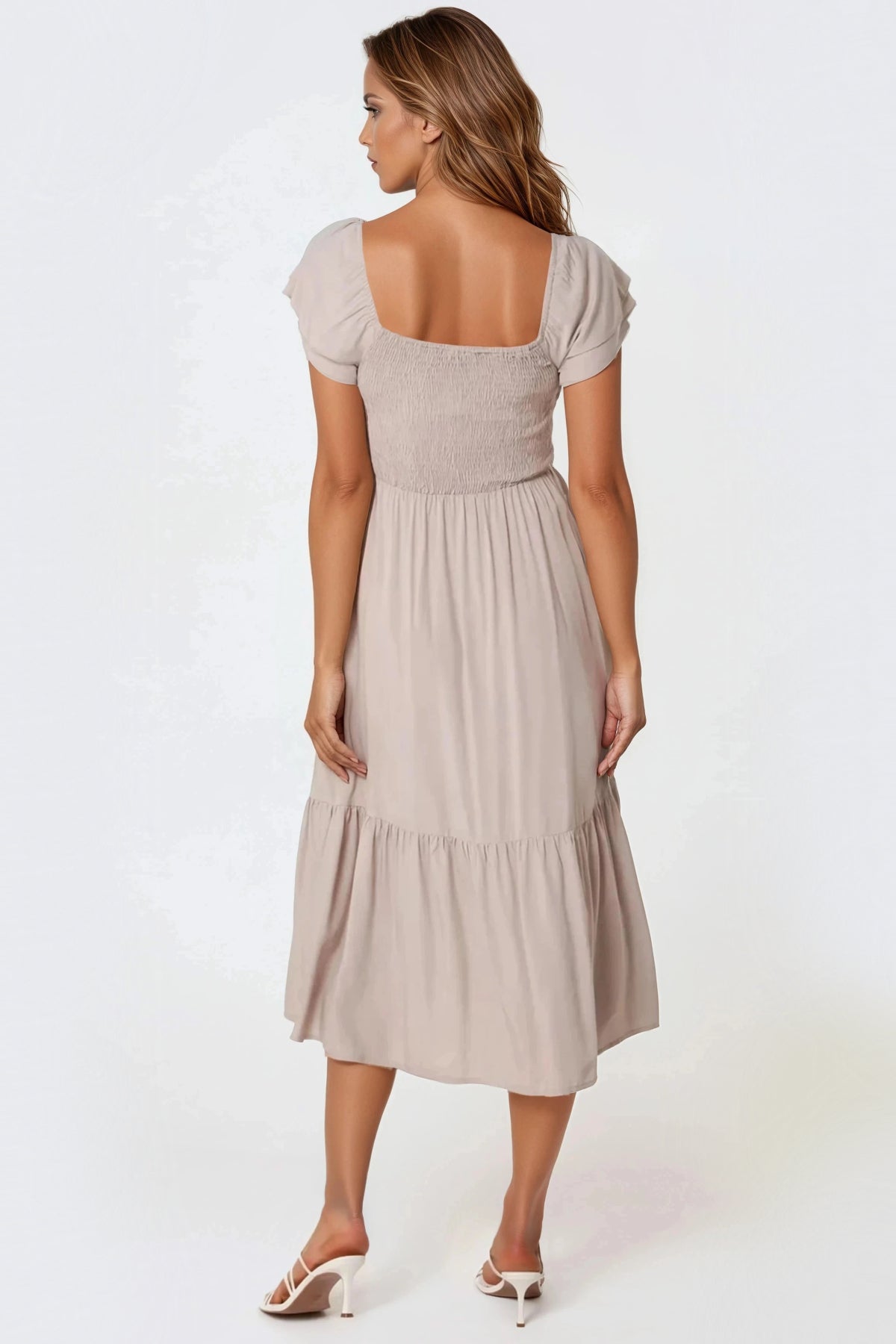 Abito midi a grembiule beige