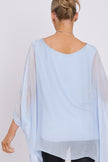 Light Blue Silk Batwing Sleeve Top – Batwing Sleeve Occasion Top