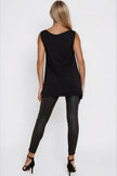 Black Sleeveless Top With Asymmetric Hem
