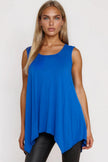 Royal Blue Sleeveless Top With Asymmetric Hem
