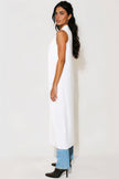 White Sleeveless Longline Maxi Cardigan