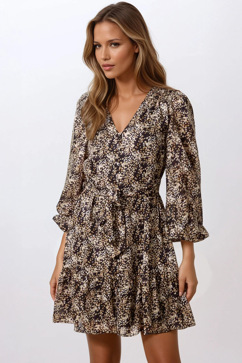 Minidress nero a pois con cintura