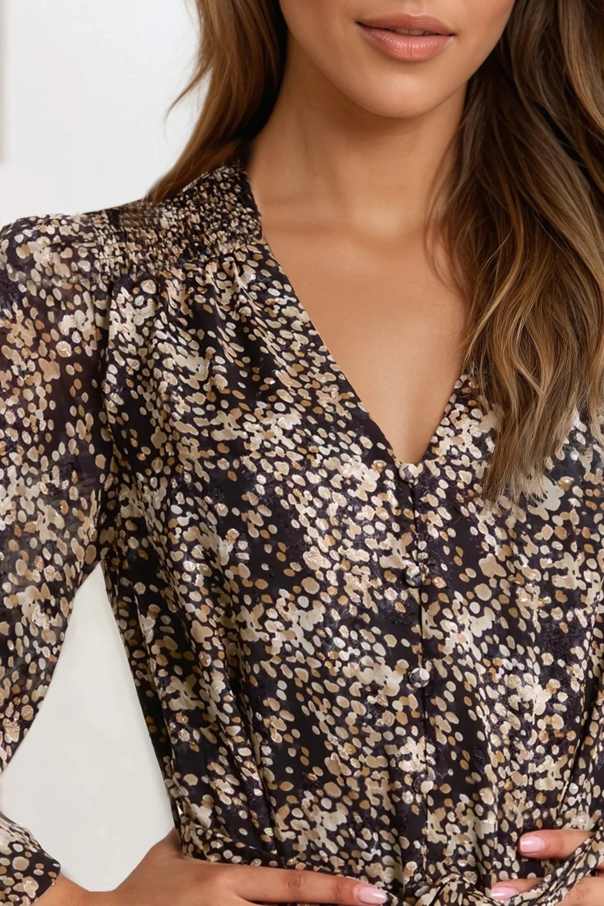 Minidress nero a pois con cintura