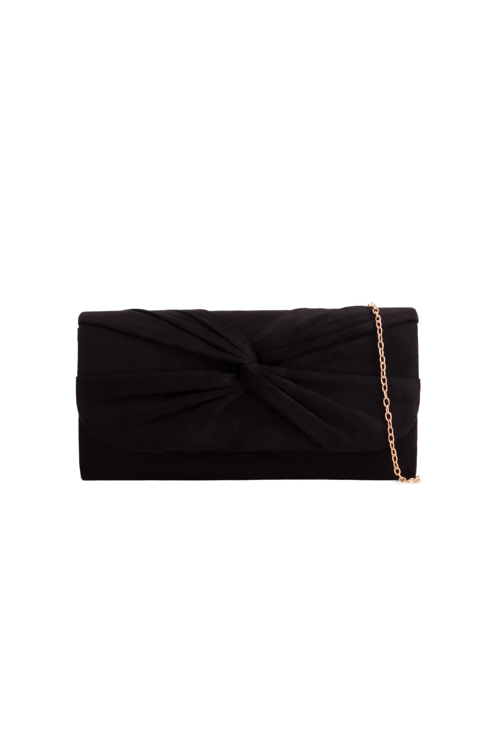 Pochette nera in camoscio con dettaglio a nodo