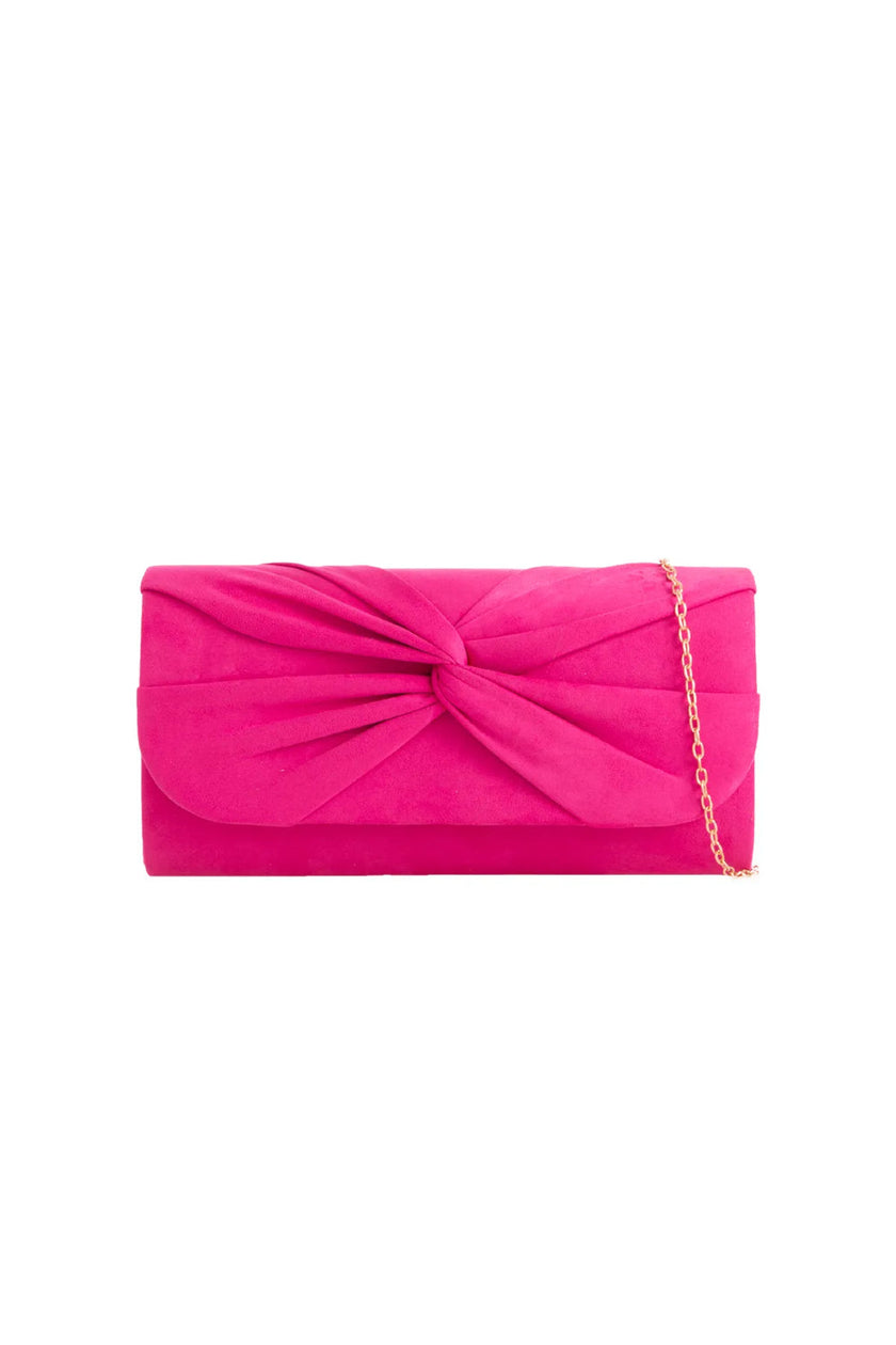 Pochette in camoscio fucsia con dettaglio a nodo