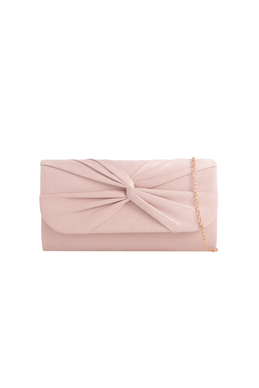 Pochette in camoscio color carne con dettaglio a nodo