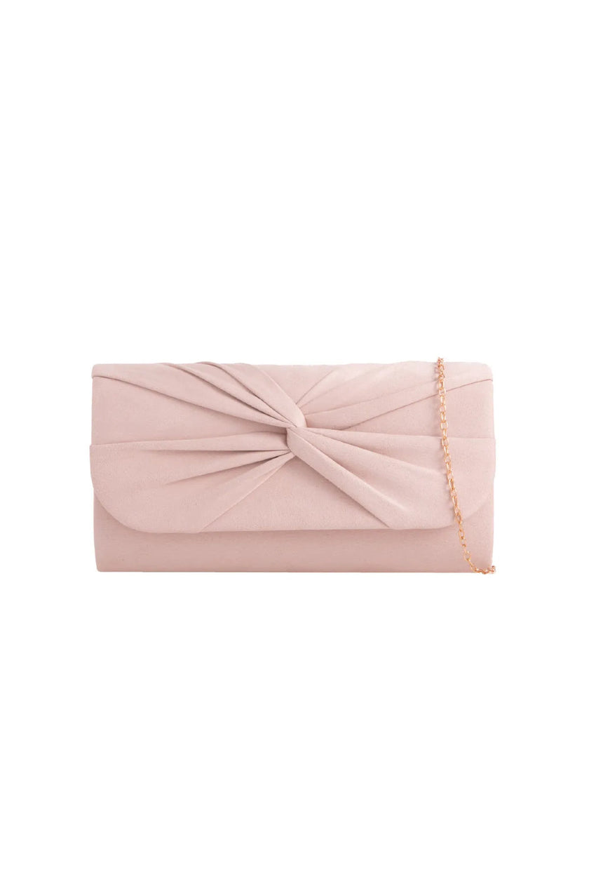 Pochette in camoscio color carne con dettaglio a nodo