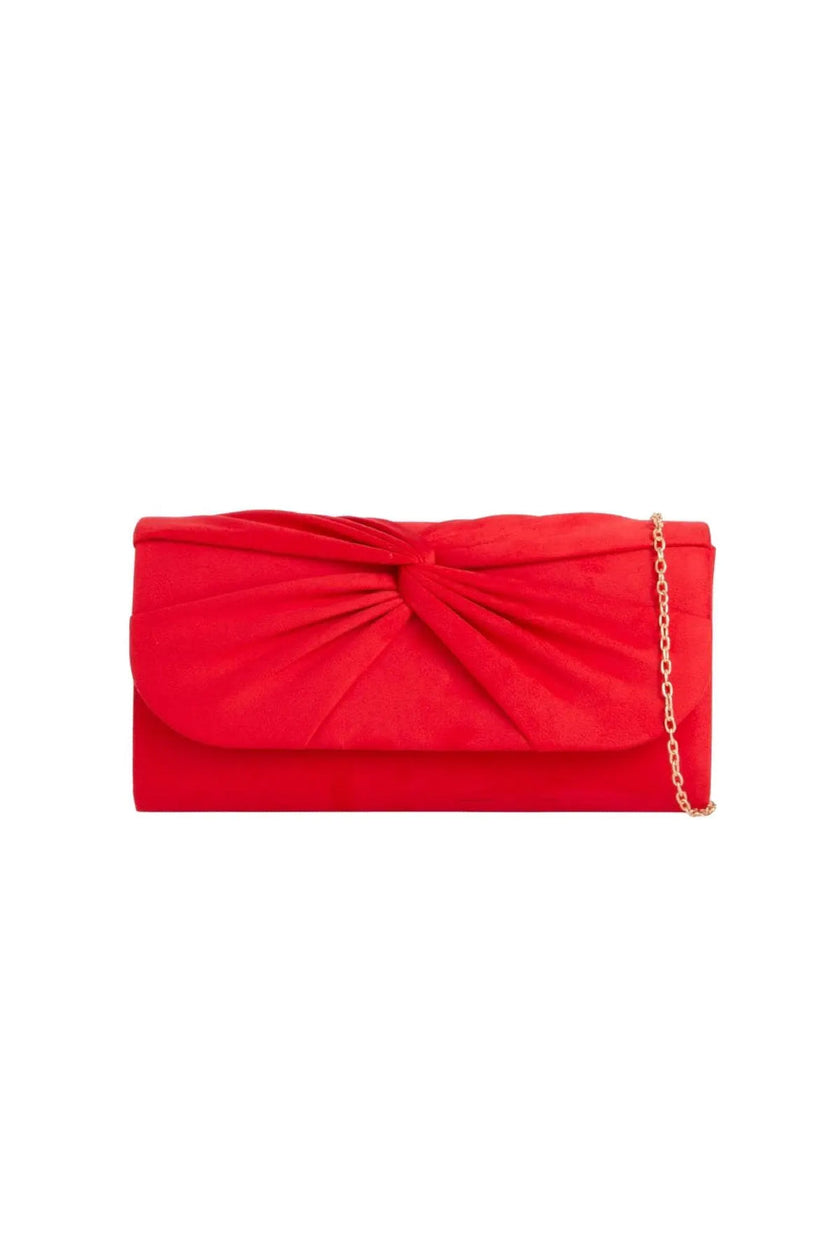 Pochette en daim rouge avec détail noué
