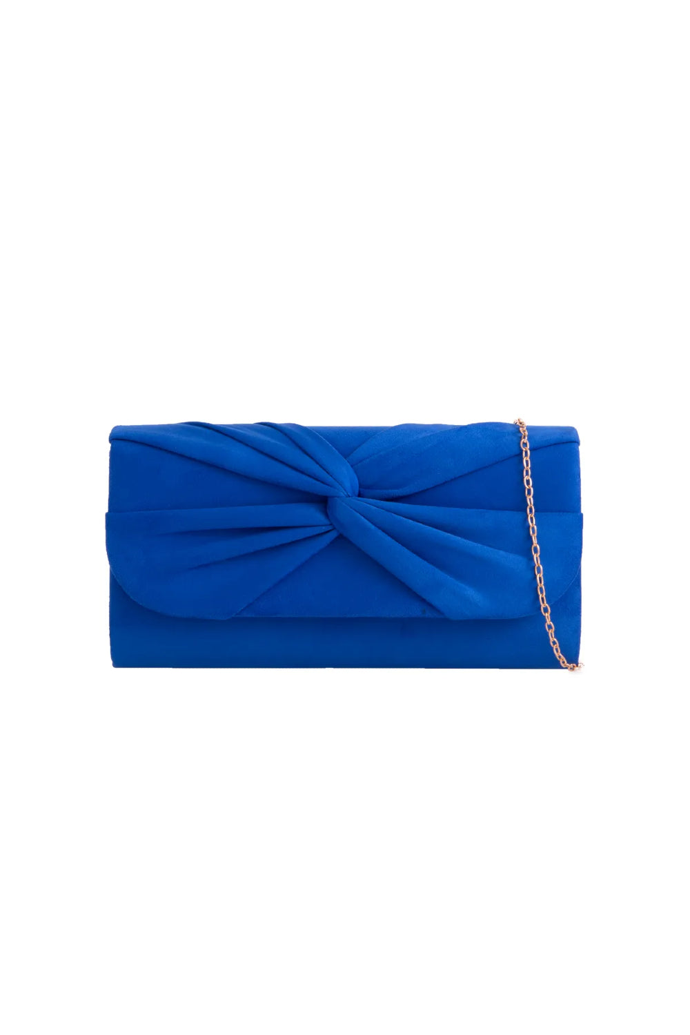 Royalblå clutch i ruskind med knudedetalje