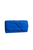 Royalblå clutch i ruskind med knudedetalje