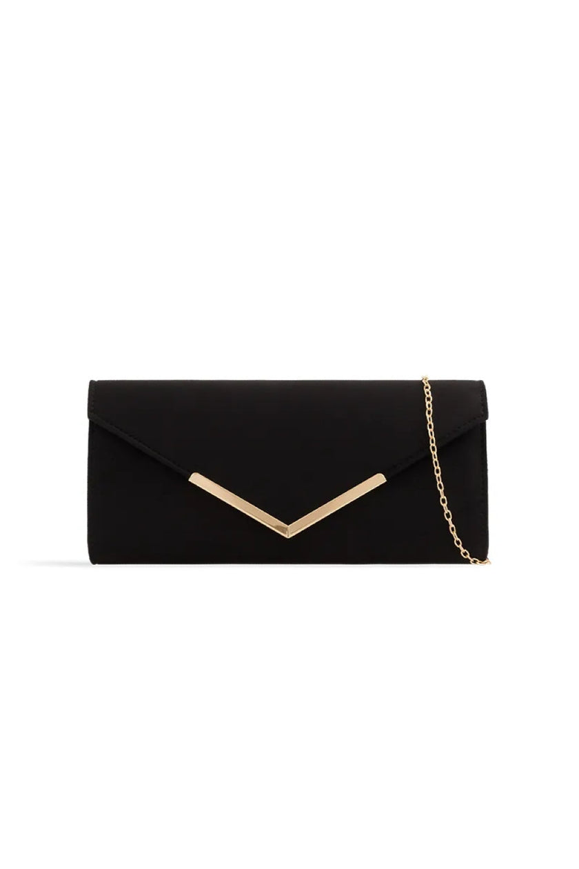 Pochette enveloppe en suédine noire