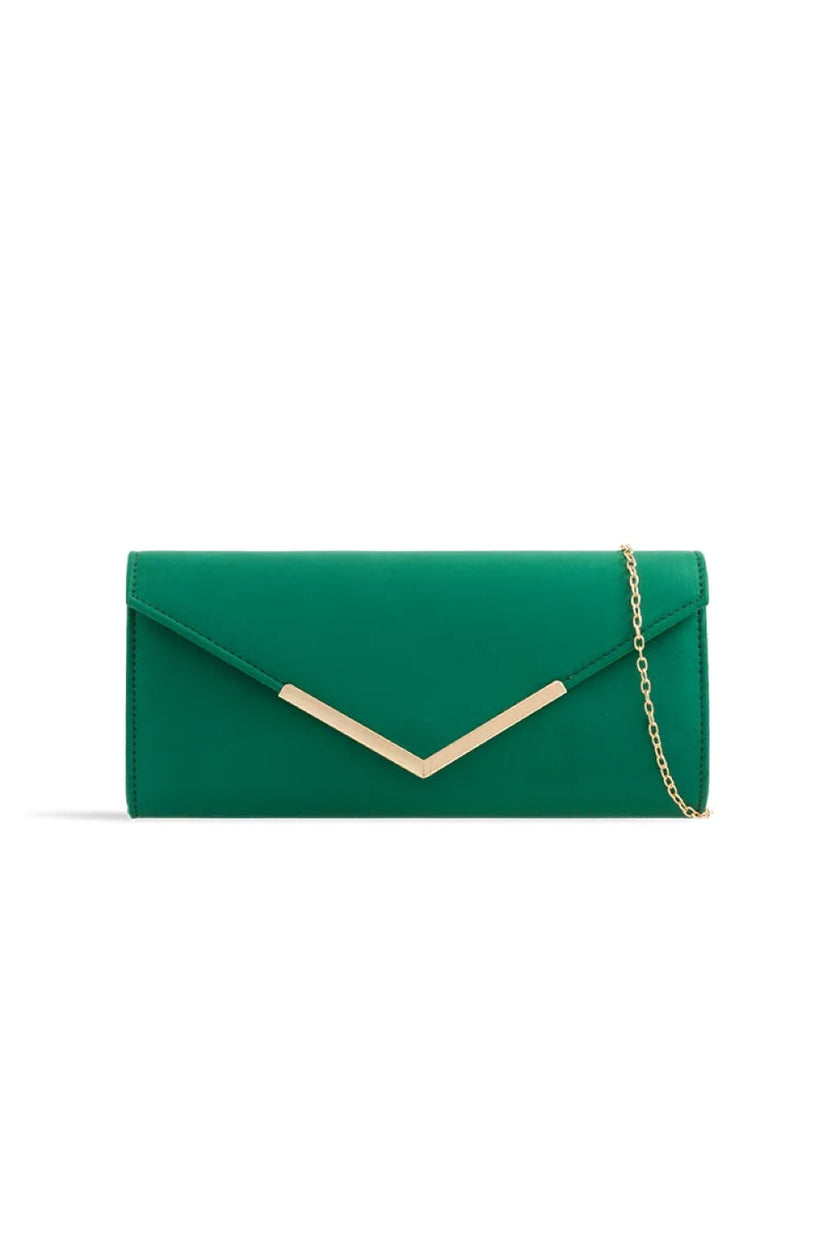 Bolso de mano tipo sobre de ante verde